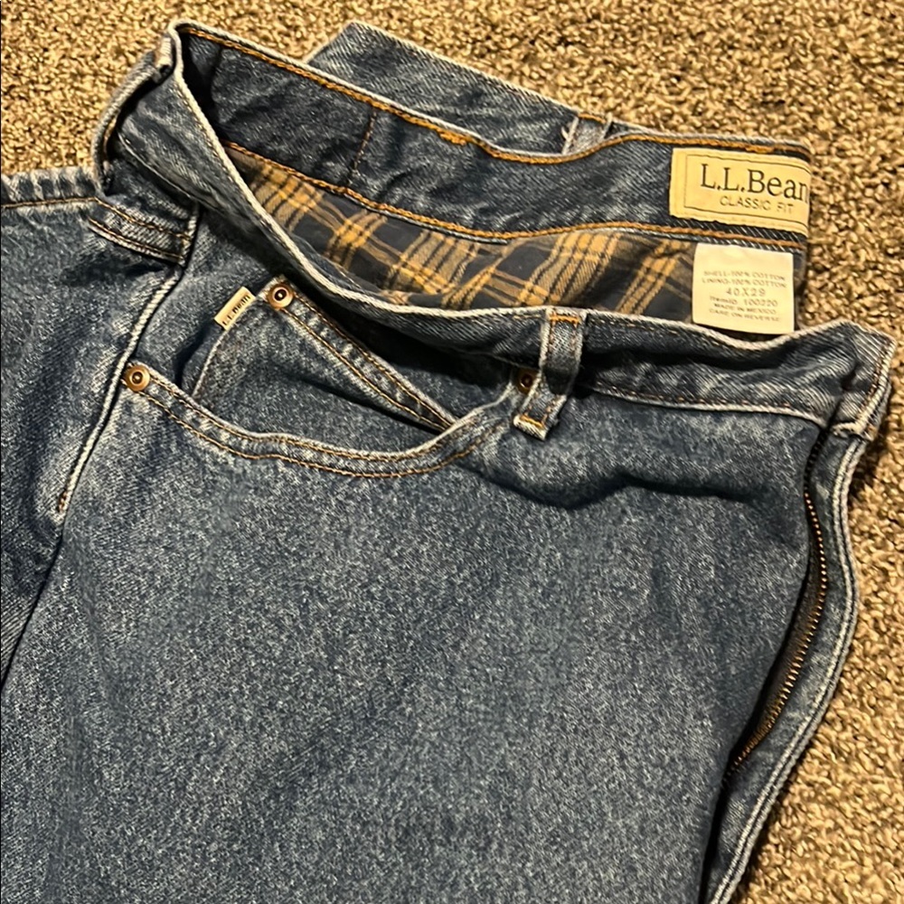 L.L. Bean Flannel lined Denim Jeans, 40x29
